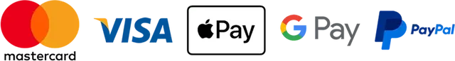 Mastercard, Visa, Apple Pay, Google Pay and PayPal
