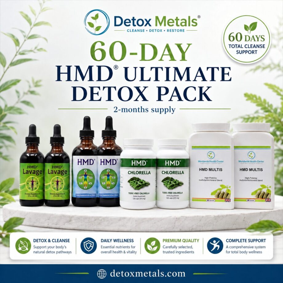 60-Day HMD® Ultimate Detox Pack: two each of HMD®, HMD LAVAGE®, HMD® CHLORELLA and HMD® MULTIS